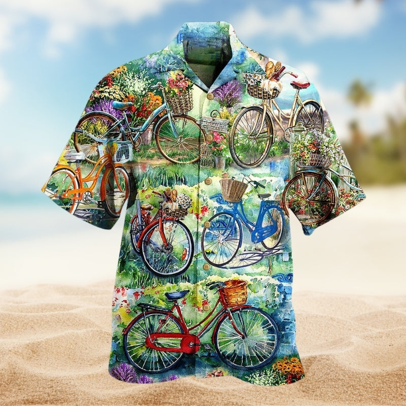 Bike Ride Hawaiian Shirt For Island Vacations, Resort Wear, And Relaxed Seasonal Style