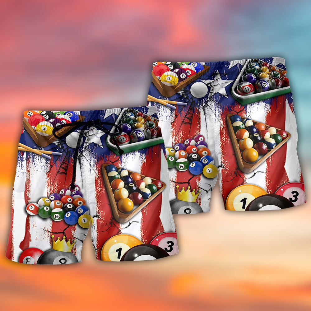 Independence Day Billiards Beach Shorts Pattern Detail For Sunny Day Adventures And Easy Warm Weather Wear