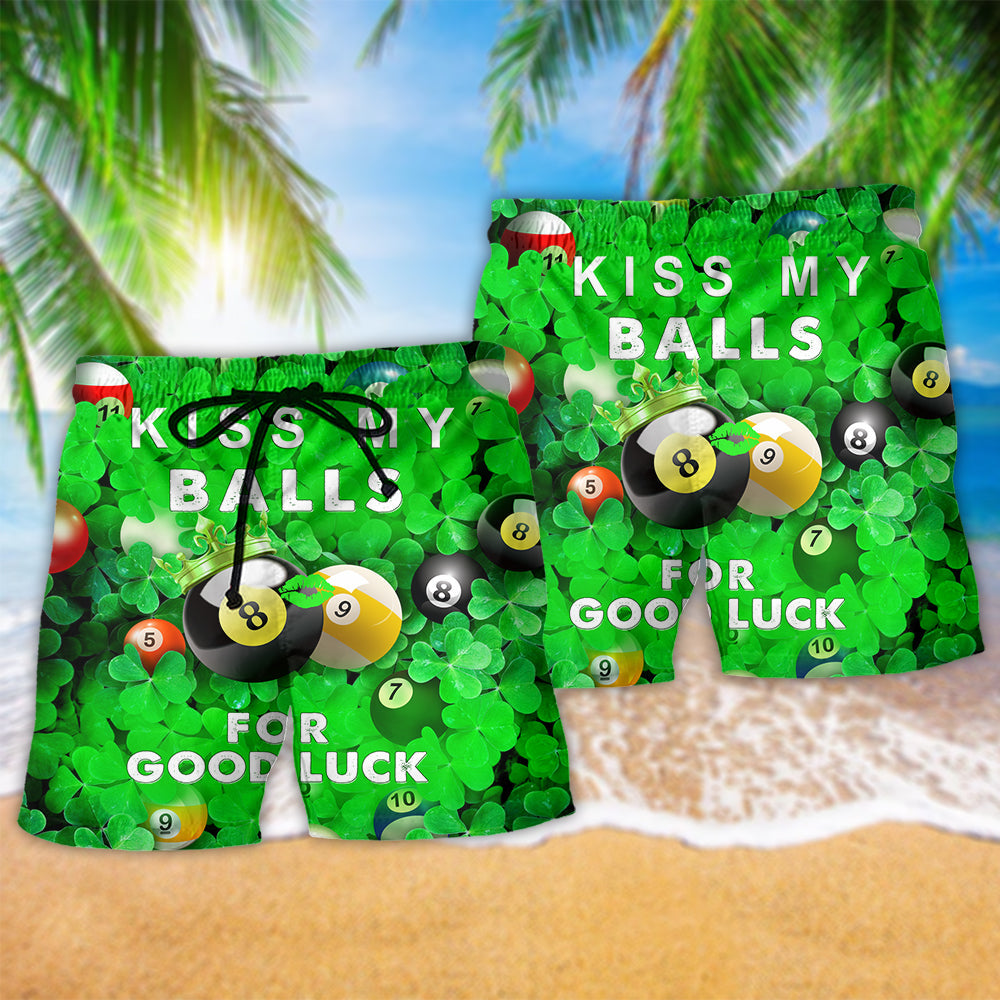 Billiard Kiss My Balls For Good Luck Saint Beach Shorts For Beach Days And Outdoor Activities