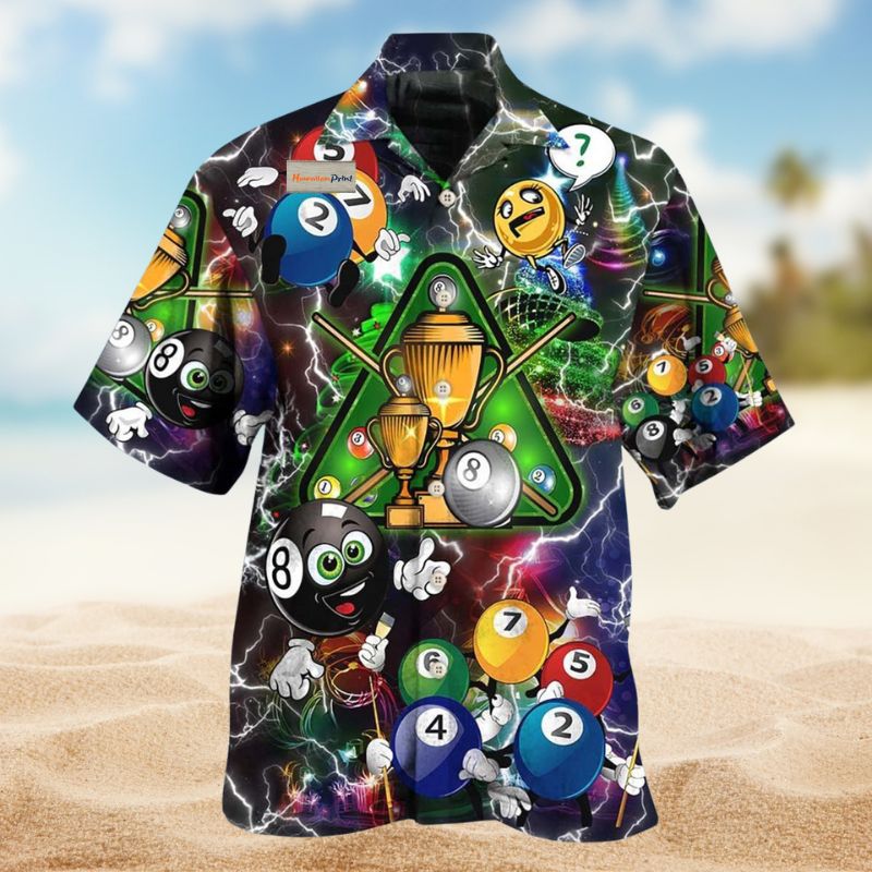 Festive Billiard Christmas Hawaiian Shirt For Winter Celebrations, Beach Travel, And Relaxed Holiday Wear