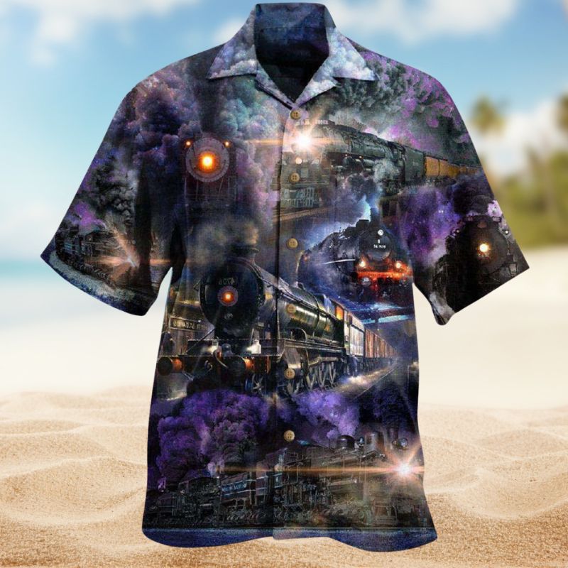 Billowing Trains Hawaiian Shirt For Resort Trips, Coastal Parties, And Warm Weather Style