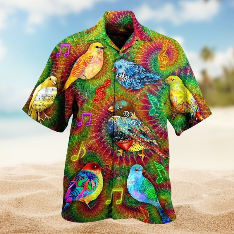 Tropical Bird Hawaiian Shirt For Summer Vacation And Resort Wear