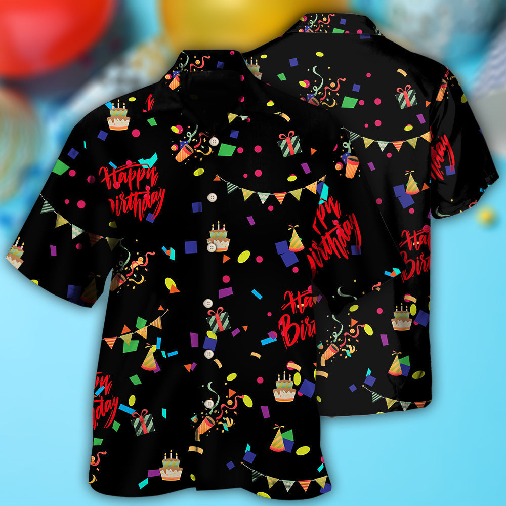 Birthday Celebration Hawaiian Shirt With Detailed Graphic For Beach Vacations Casual Parties And Warm Weather Style