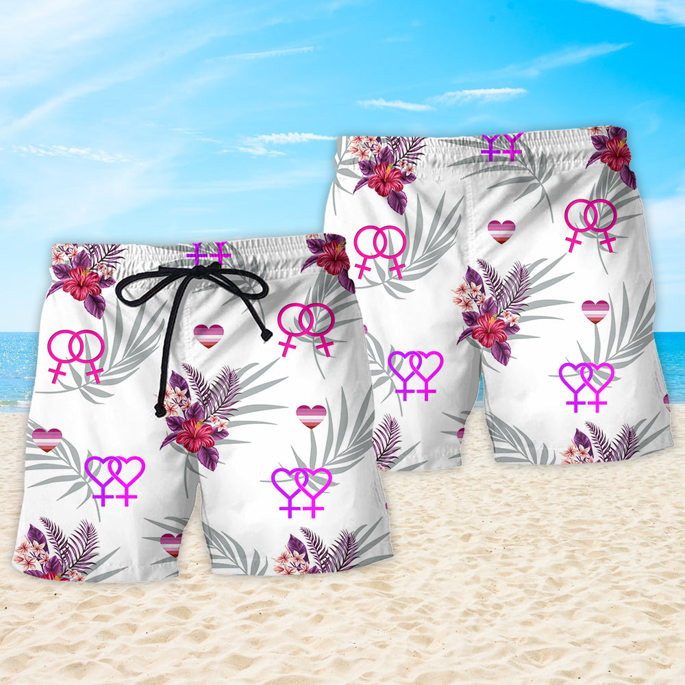 Rainbow Pride Bisexual Tropical Leaf Beach Shorts Artwork Detail For Poolside And Ocean Adventures