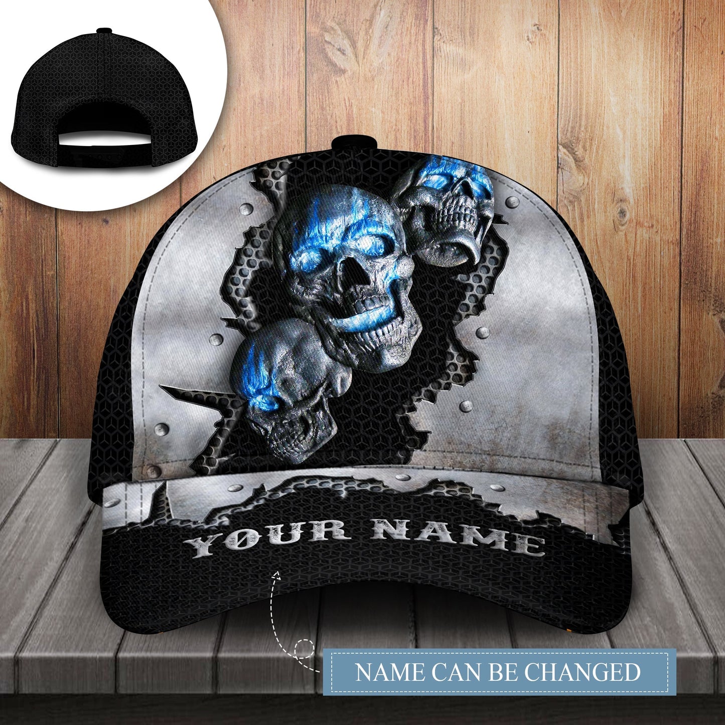Blue Skull Metal Personalized Classic Cap For Festivals Holidays And Comfortable Everyday Wear