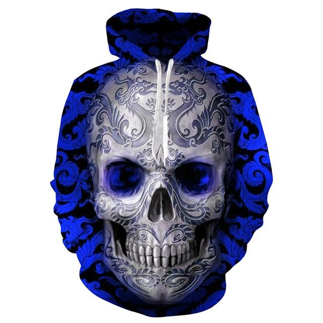 Blue Smile Skull Hoodie For Gothic Inspired Travel Casual Style And Gift Giving