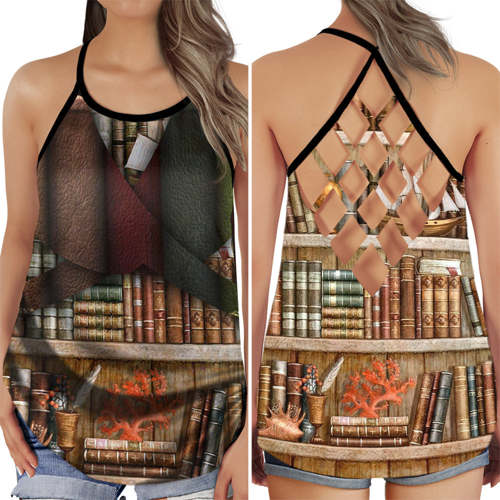 Book Lover Bookshelf Reading Hollow Tank Top For Yoga Workouts And Casual Wear