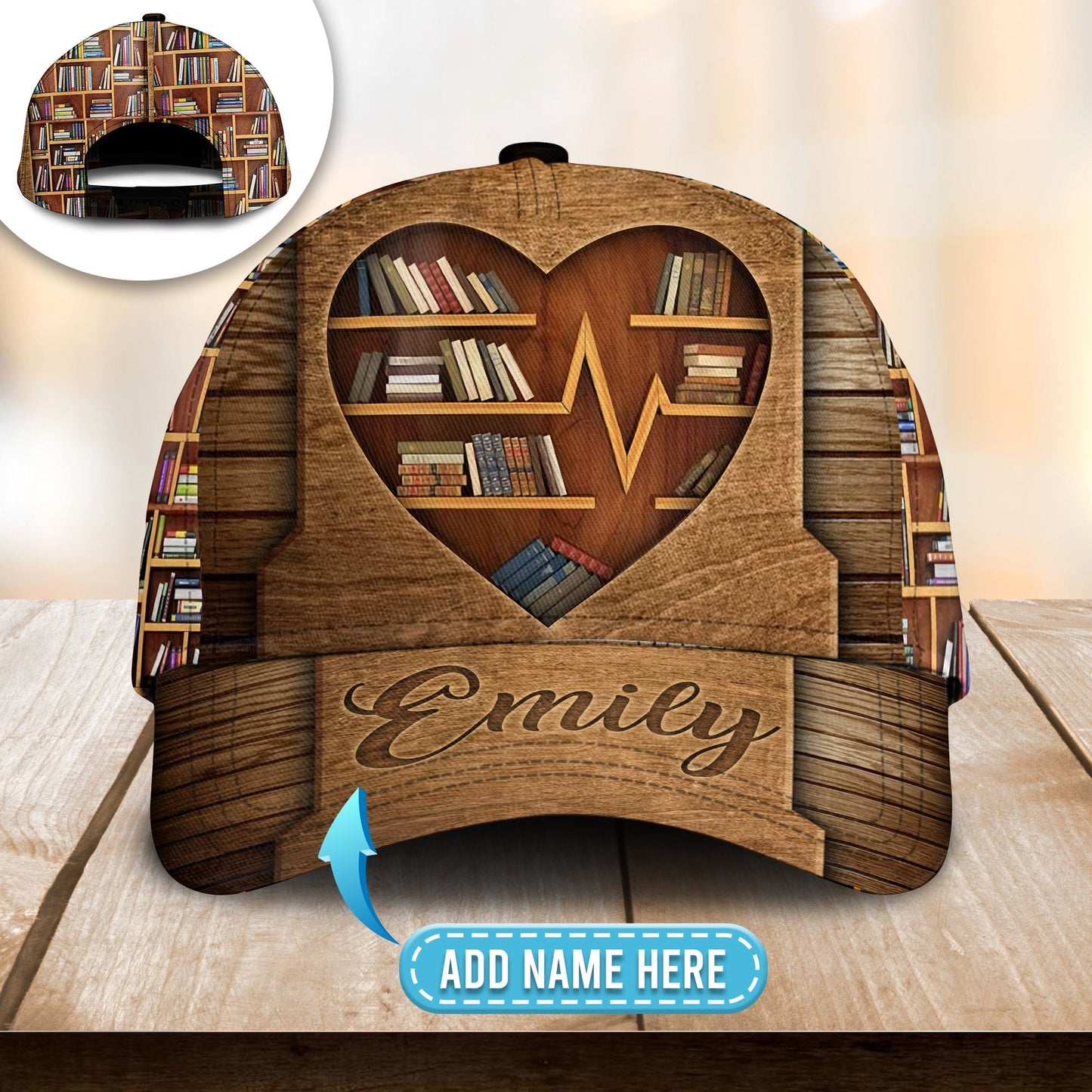 Book Lovers Heart Wood Personalized Classic Cap For Relaxed Daily Style Vacations And Festival Wear