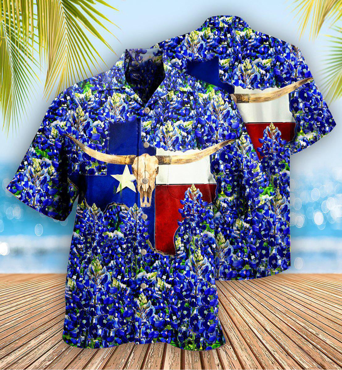 Texas Bluebonnet Hawaiian Shirt Artwork View For Weekend Travel And Beach Style
