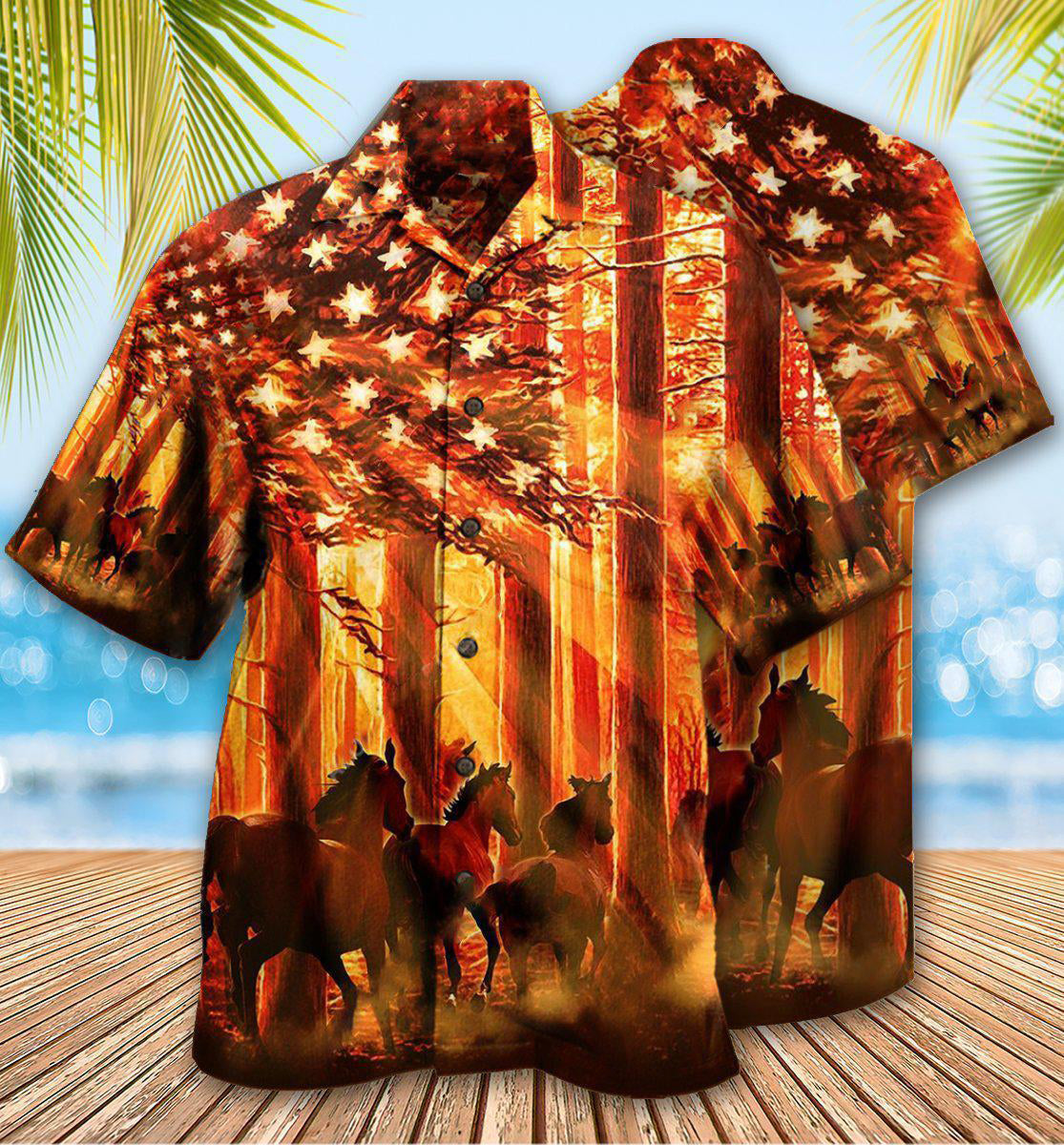 Horse Ride Hawaiian Shirt Design View For Casual Summer Styling