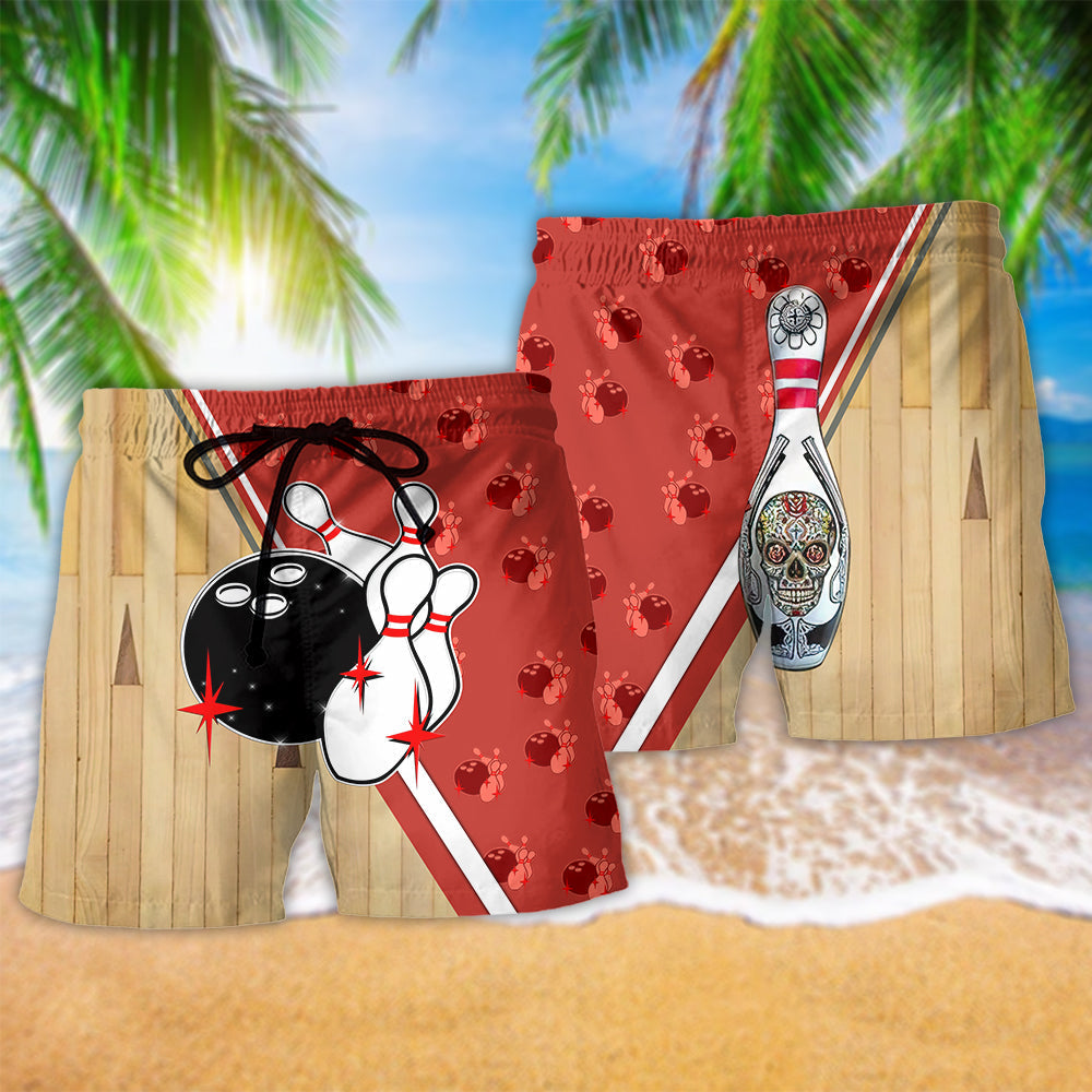 Bowling Skull Ball Beach Shorts Design Detail For Coastal Escapes And Daily Wear