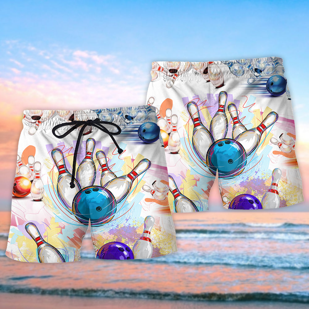 Bowling Game Artistic Sport Beach Shorts For Resort Travel And Thoughtful Summer Gifting