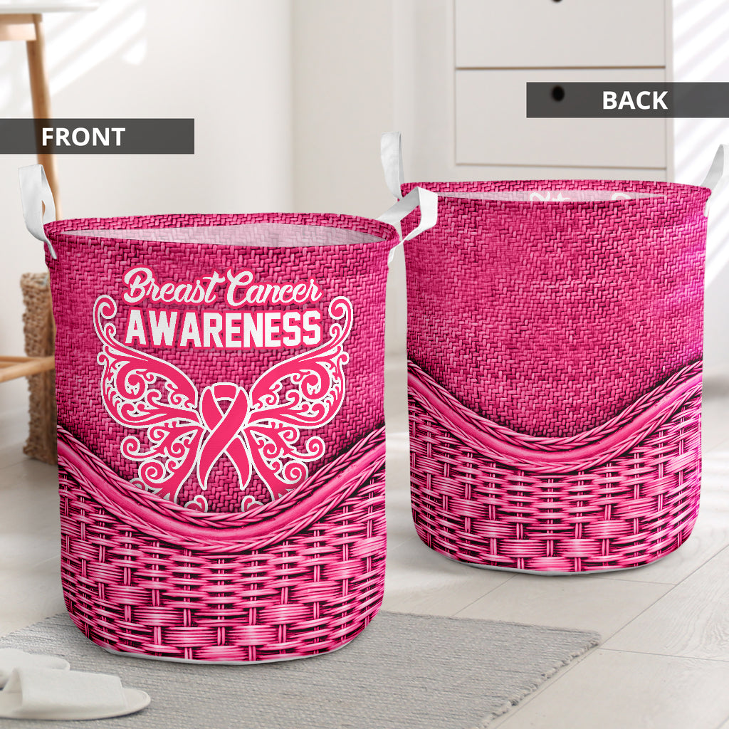 Breast Cancer Rattan Texture Laundry Basket For Room Home Organizer