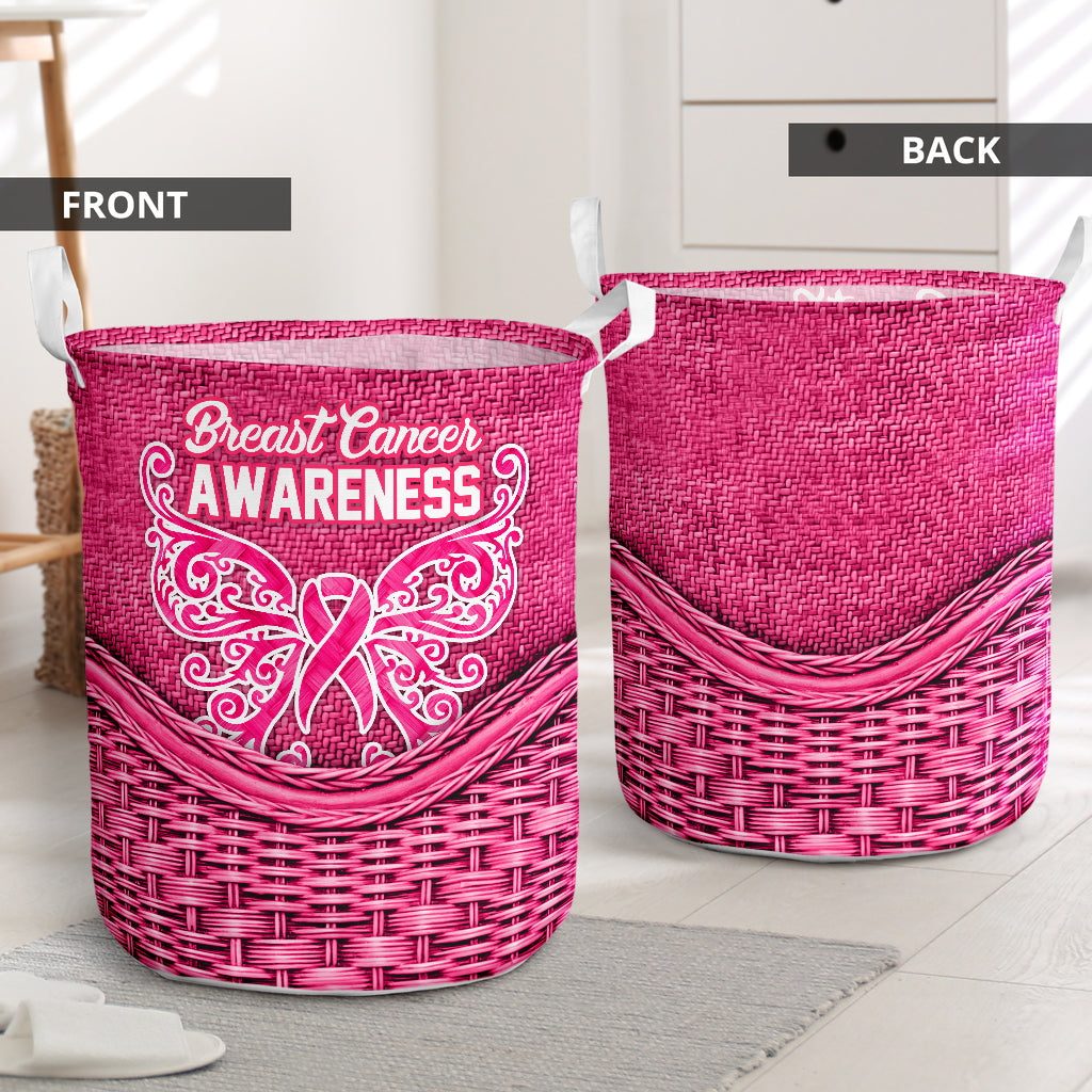 Breast Cancer Rattan Texture 1 Laundry Basket For Bathroom Bedroom Storage