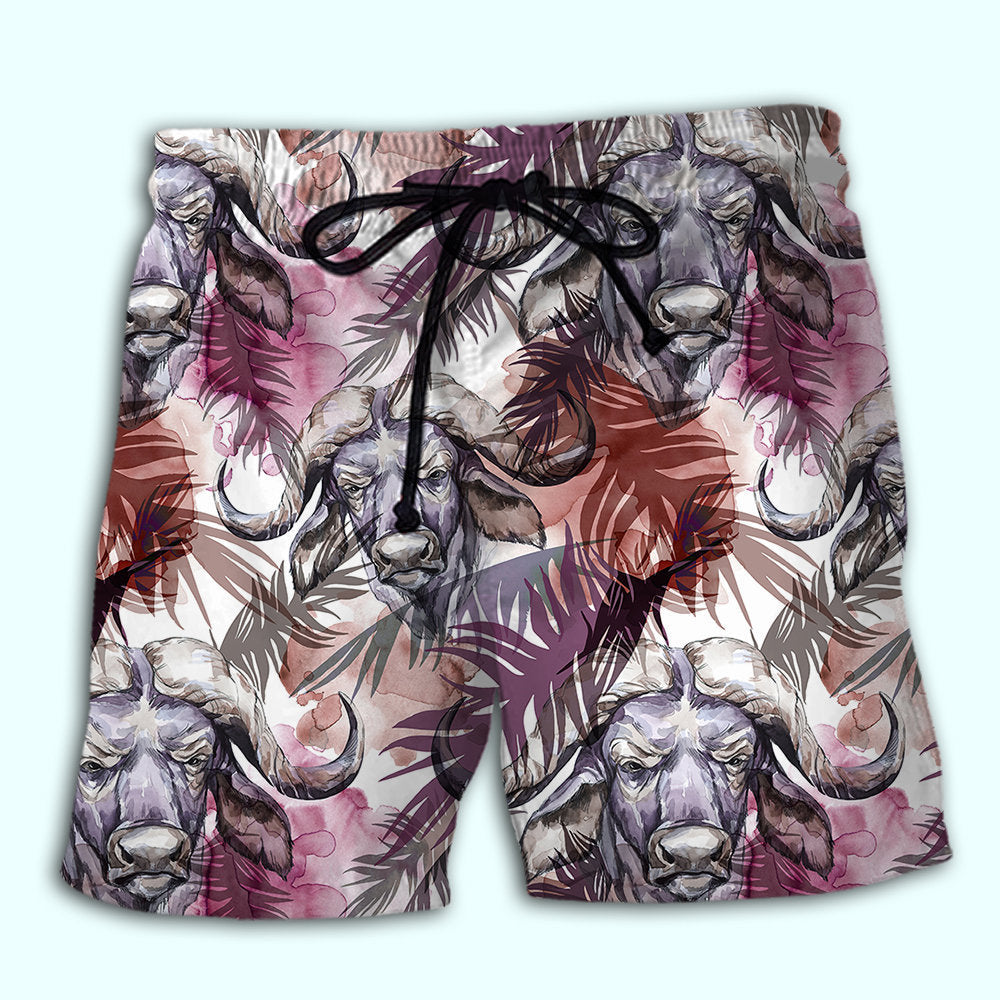 Buffalo Tropical Leaf Nature Beach Shorts Design View For Summer Events And Coastal Getaways