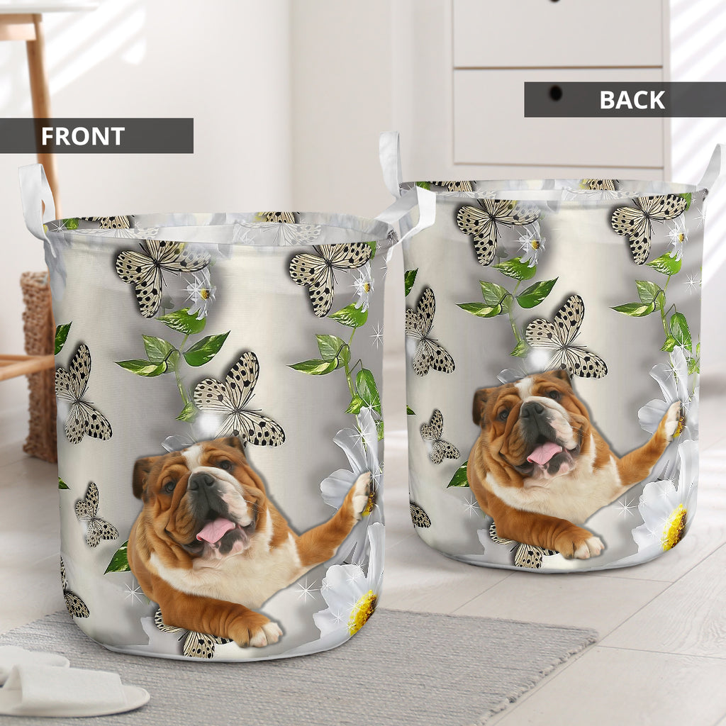 Bulldog Oil Painting Laundry Basket For Nursery Dorm And Home Storage
