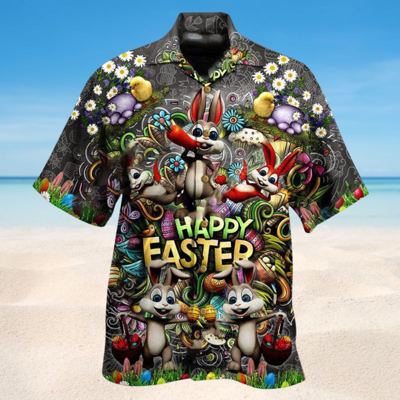 Bunny Happy Easter April Hawaiian Shirt For Resort Getaways Outdoor Parties And Everyday Summer Wear