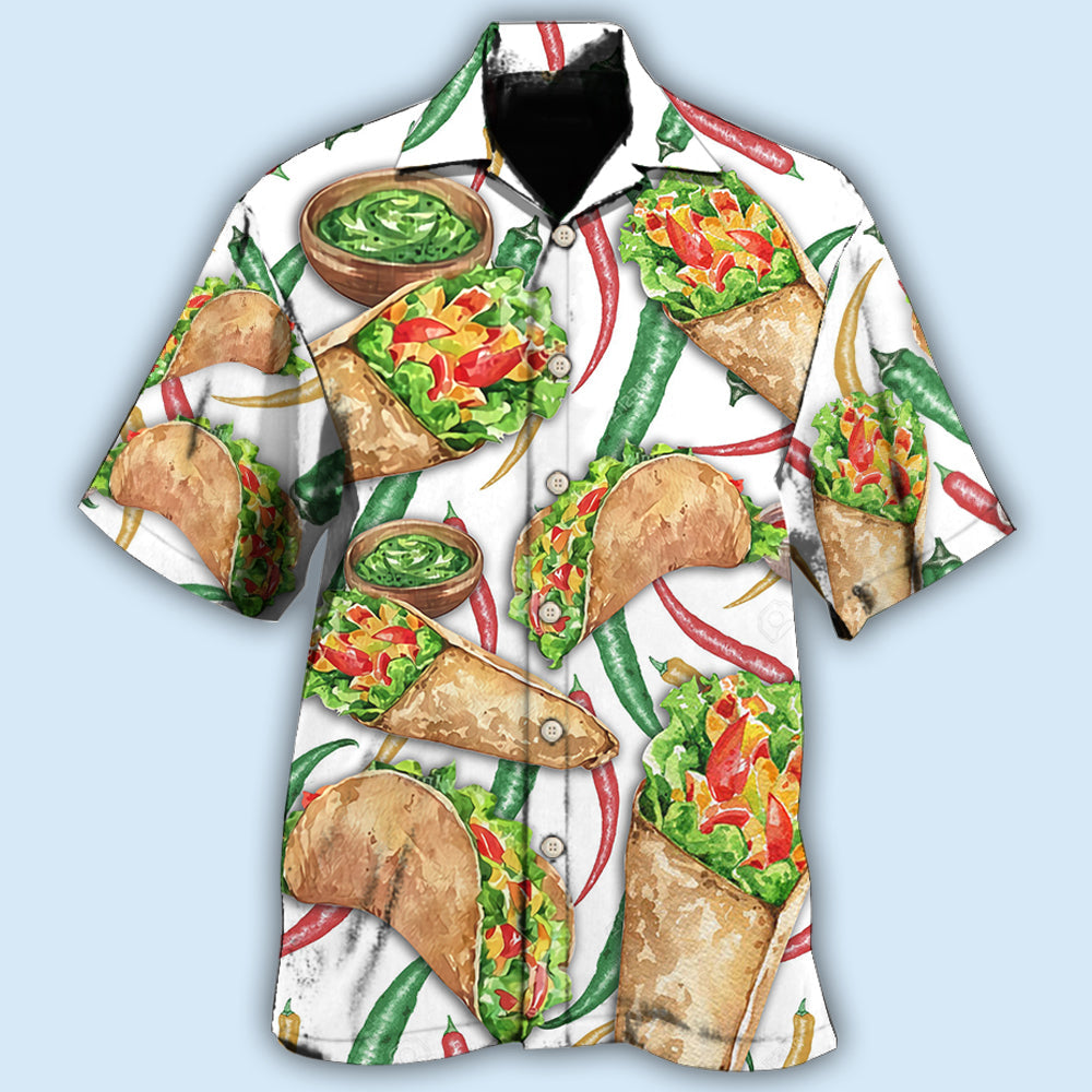 Happy Food Burritos Delicious Meal Hawaiian Shirt Artwork Detail For Resort Trips And Outdoor Activities
