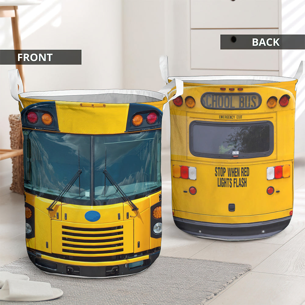 School Bus Driver Stop When Red Lights Flash Laundry Basket For Room Home Organizer