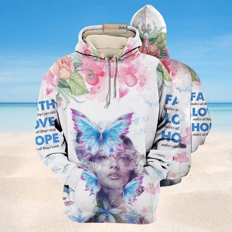Floral Butterfly Girl Hope Hoodie For Weekend Adventures Casual Style And Relaxed Comfort