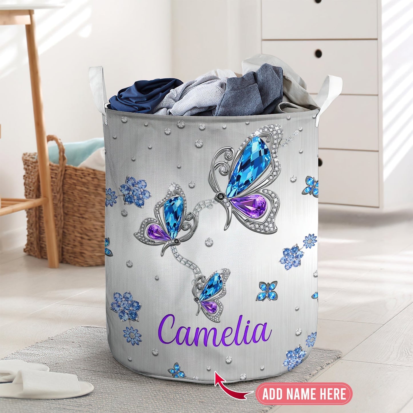 Butterfly Jewelry Style Laundry Basket For Bathroom Bedroom Storage