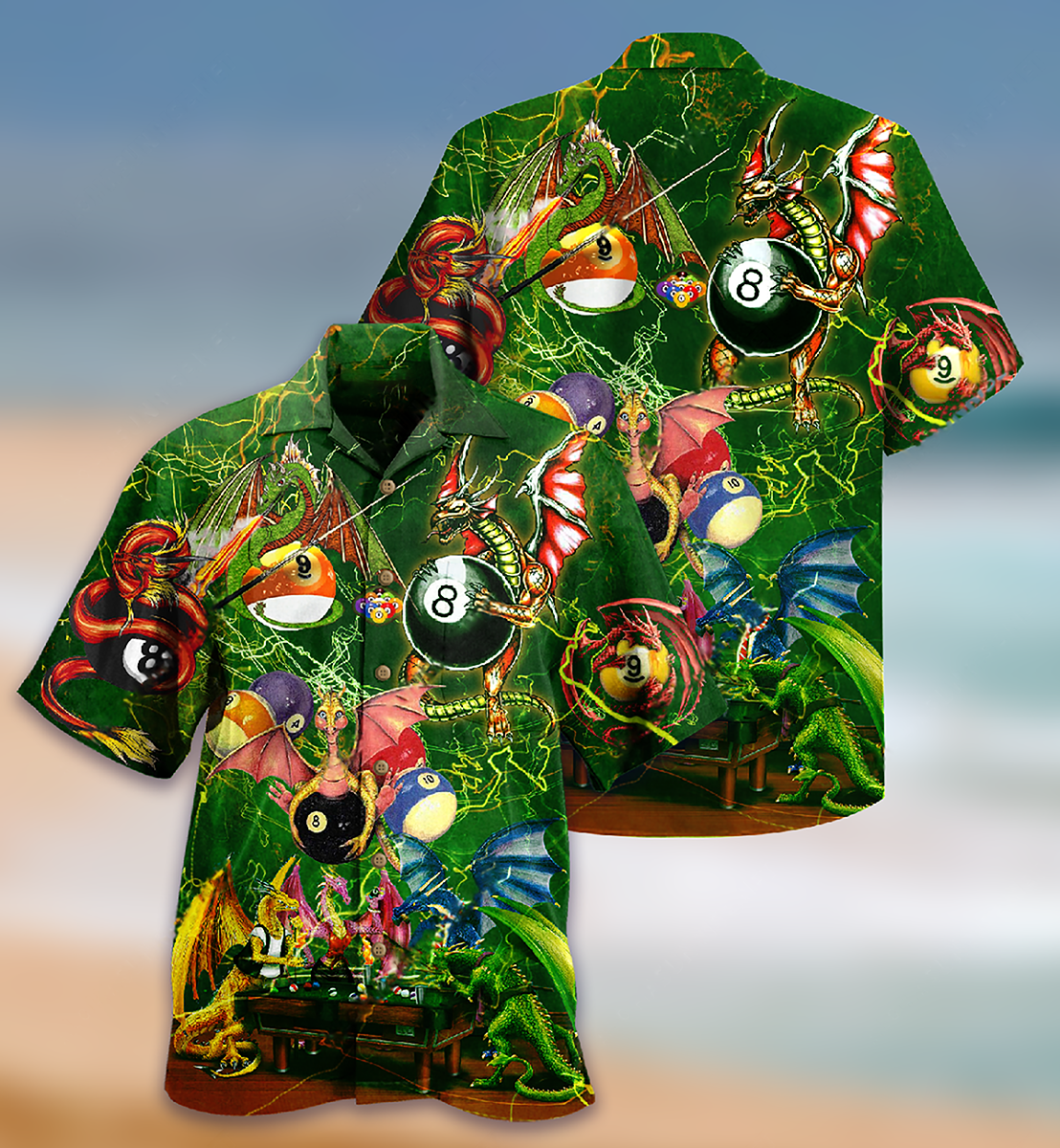 Dragon Billiard Hawaiian Shirt Design View For Casual Summer Styling