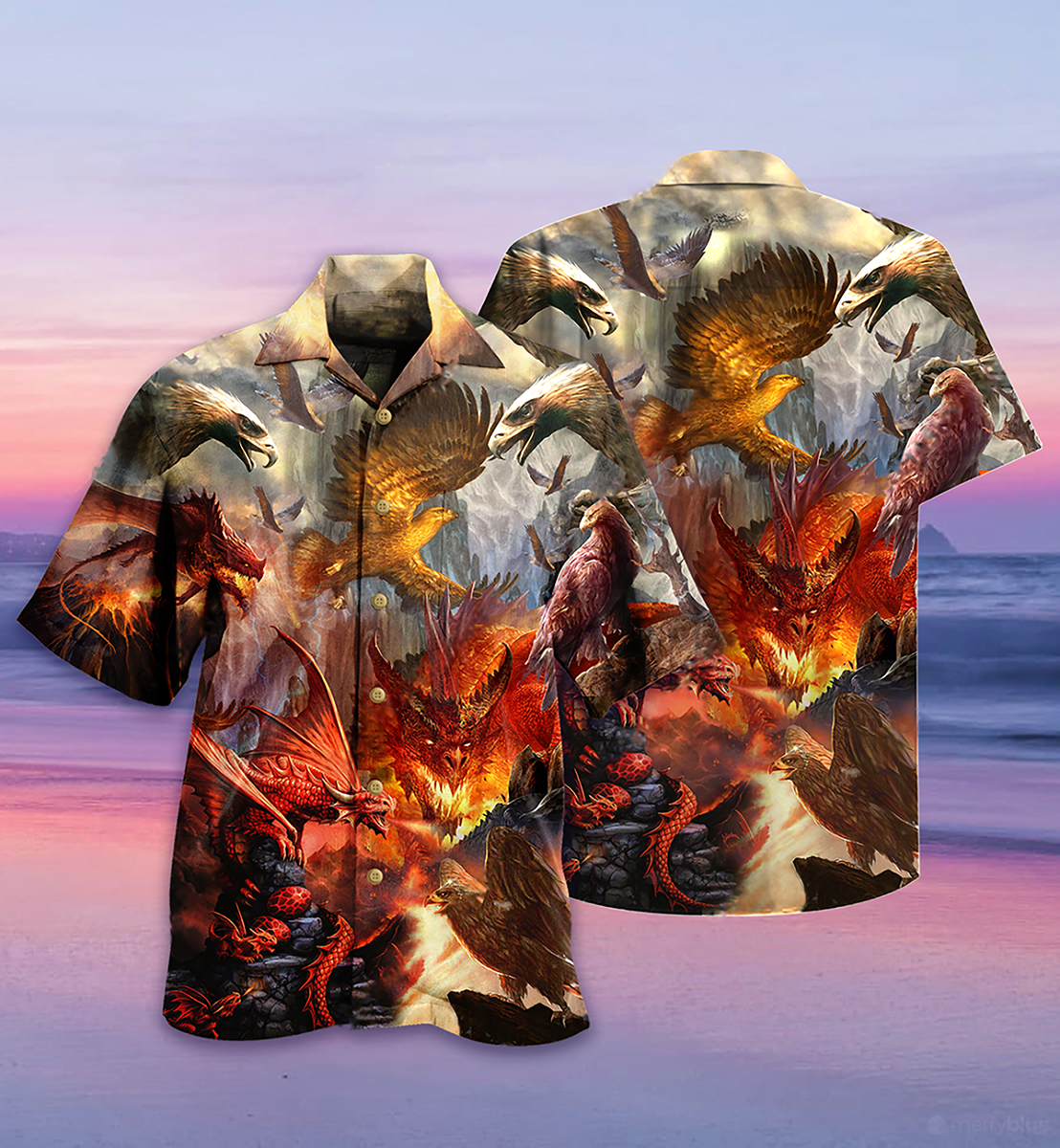 Dragon Vs Eagle Battle Hawaiian Shirt For Beach Parties And Weekend Getaways