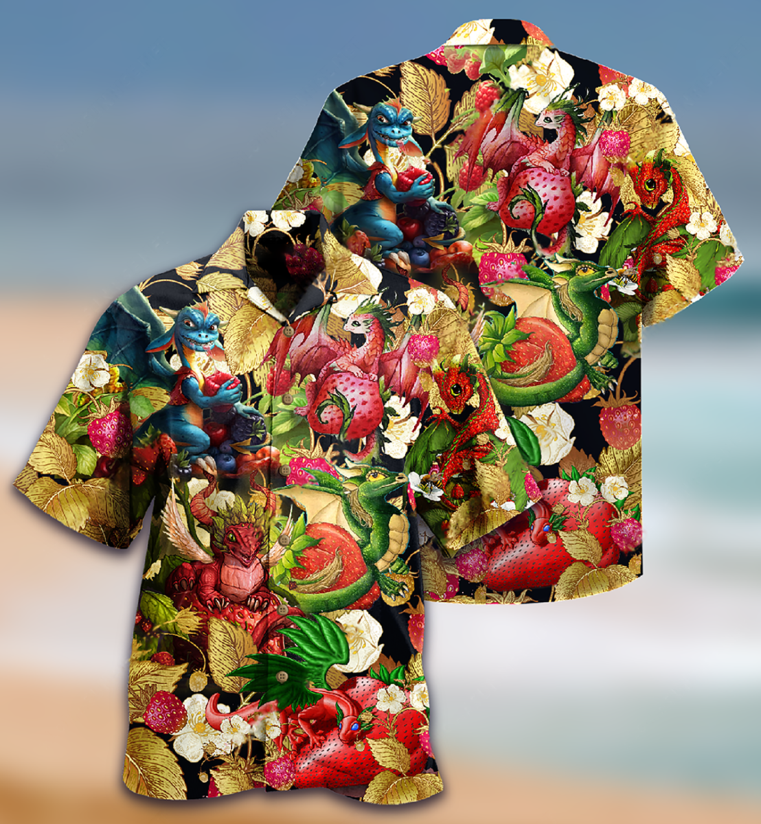 Dragon Fruit Strawberry Amazing Hawaiian Shirt Artwork View For Coastal Escapes And Resort Style