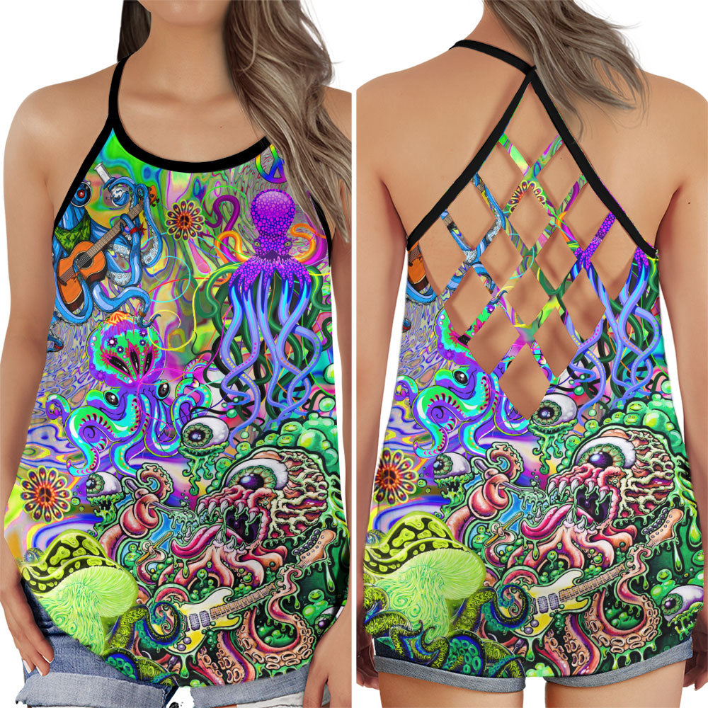 Hippie Octopus Love Music Ocean Hollow Tank Top For Dance Sessions And Casual Style