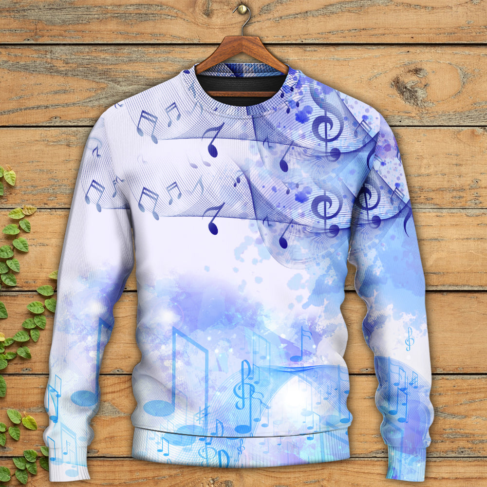 Watercolor Music Notes Sweater For Live Events Travel And Relaxed Creative Outfits