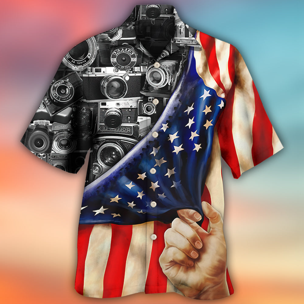 Camera Independence Day American Hawaiian Shirt For Poolside Relaxation And Sunny Getaways