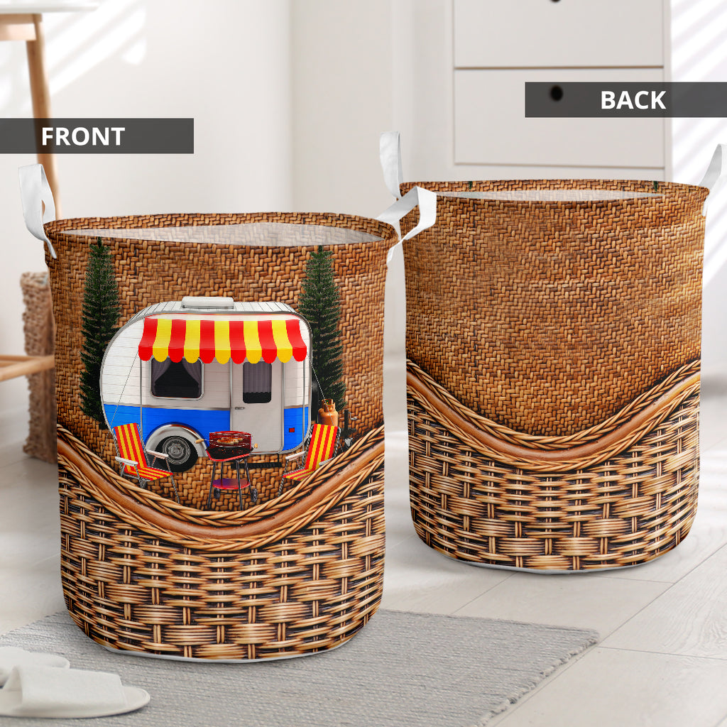 Camping Rattan Texture Laundry Basket For Nursery Dorm And Home Storage