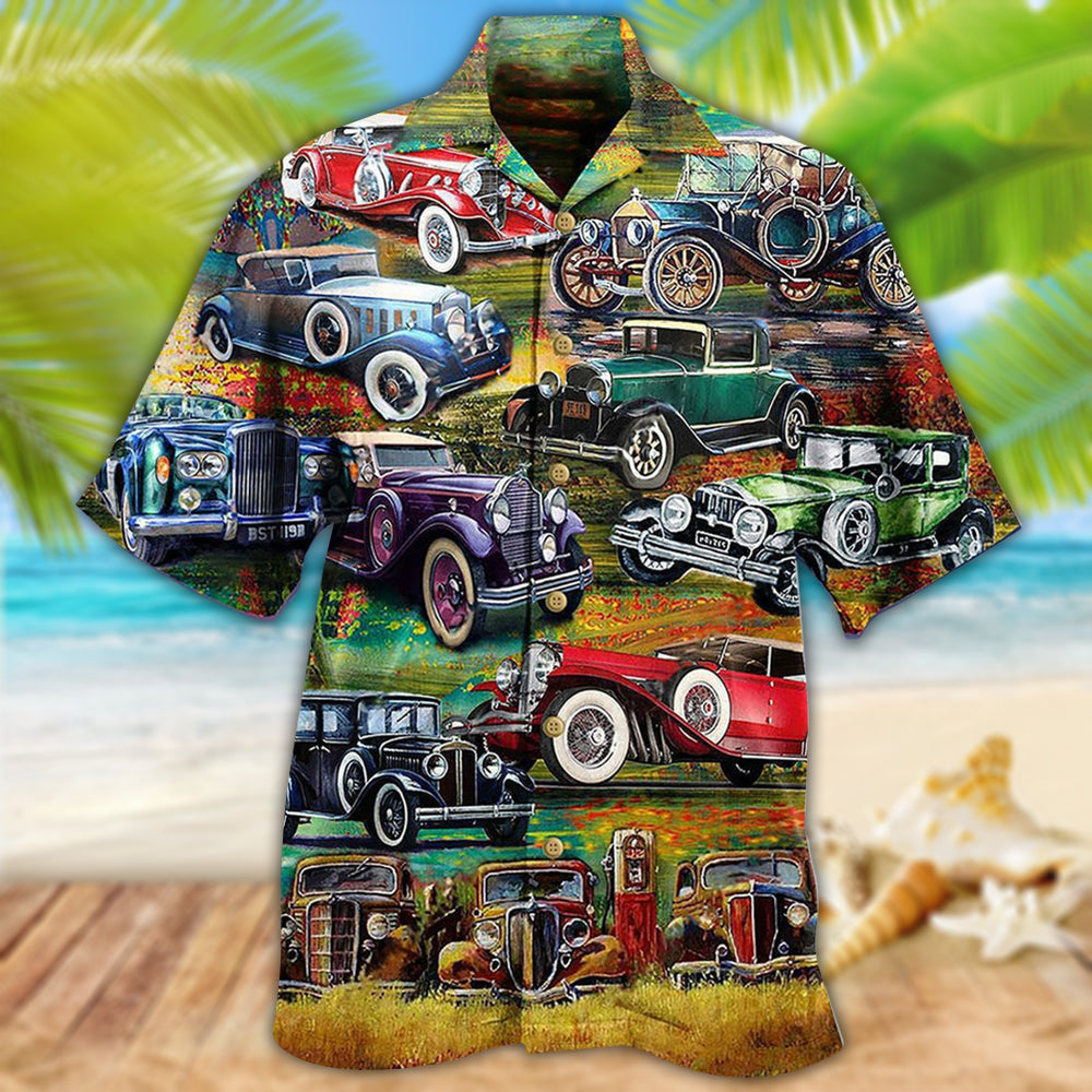 Classic Car Hawaiian Shirt For Beach Vacations Casual Parties And Warm Weather Style And Resort Style