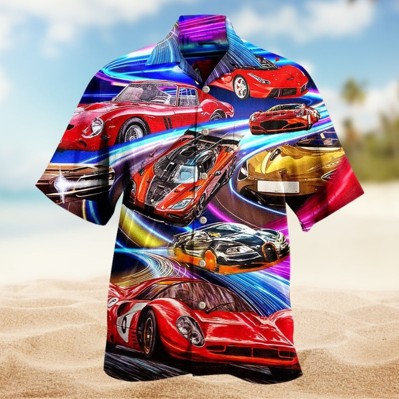 Classic Dream Car Hawaiian Shirt For Coastal Travel, Casual Events, And Comfortable Summer Wear