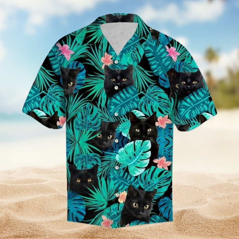 Playful Cat Hawaiian Shirt For Summer Vacation, Casual Weekend, And Warm Weather Fashion