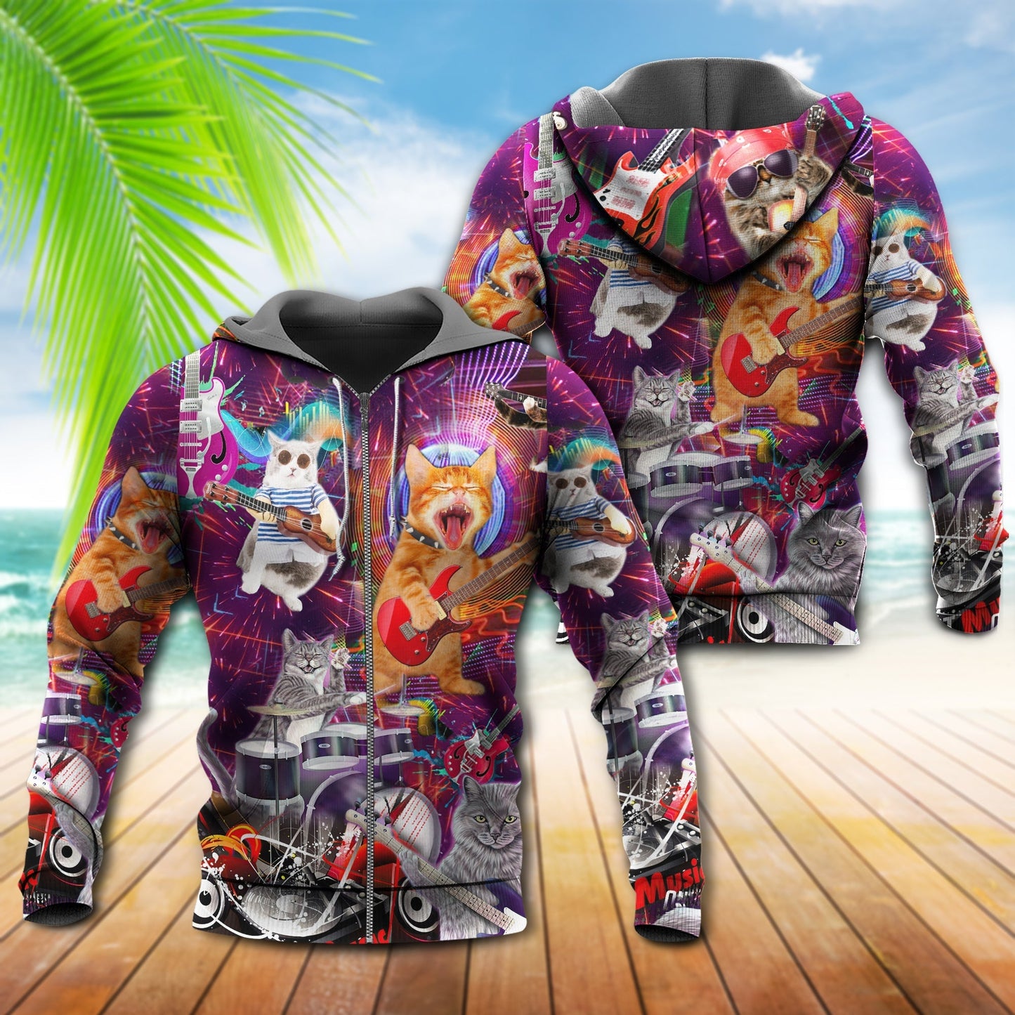 Rock Cat Music Lover Hoodie For Music Inspired Outfits Festivals And Relaxed Everyday Wear