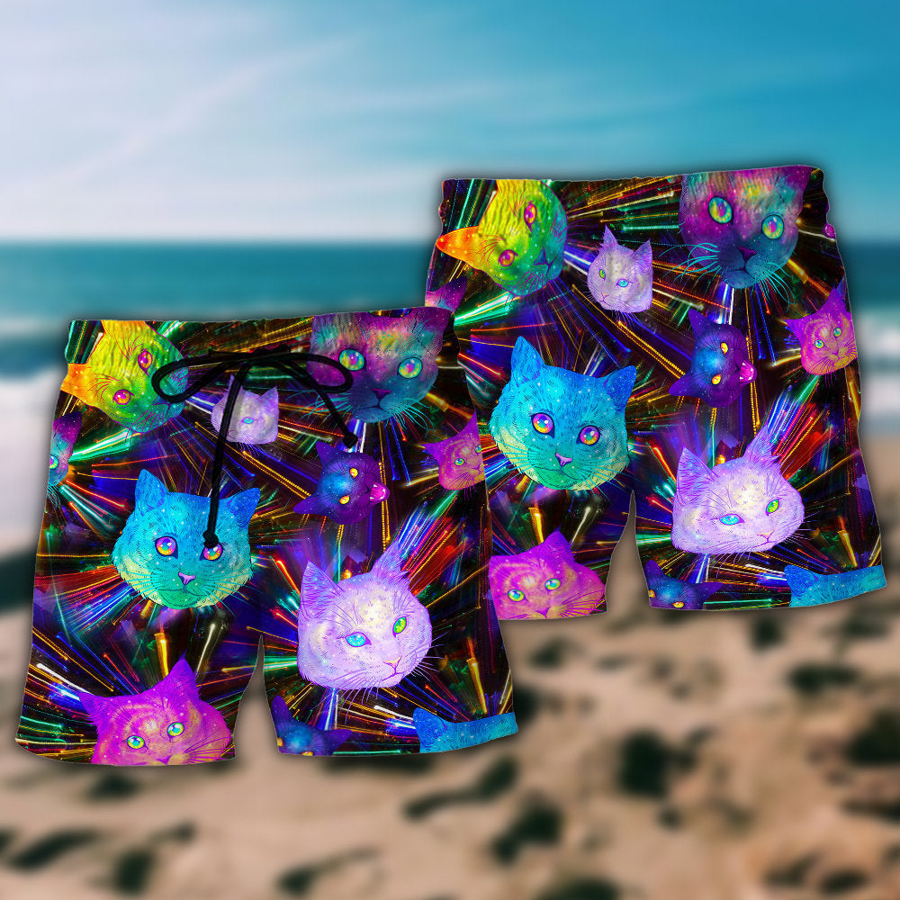 Cat Space Evolution Beach Shorts Pattern Detail For Relaxed Weekends And Comfortable Resort Style