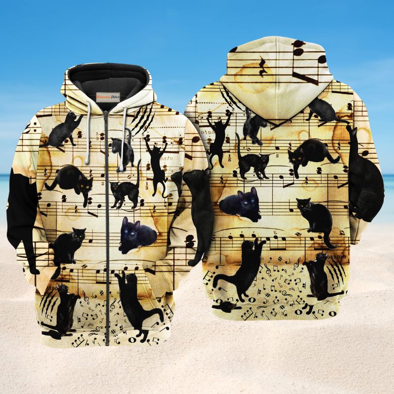 Cute Cats Love Music Hoodie For Music Lovers Concert Outings Travel And Everyday Streetwear