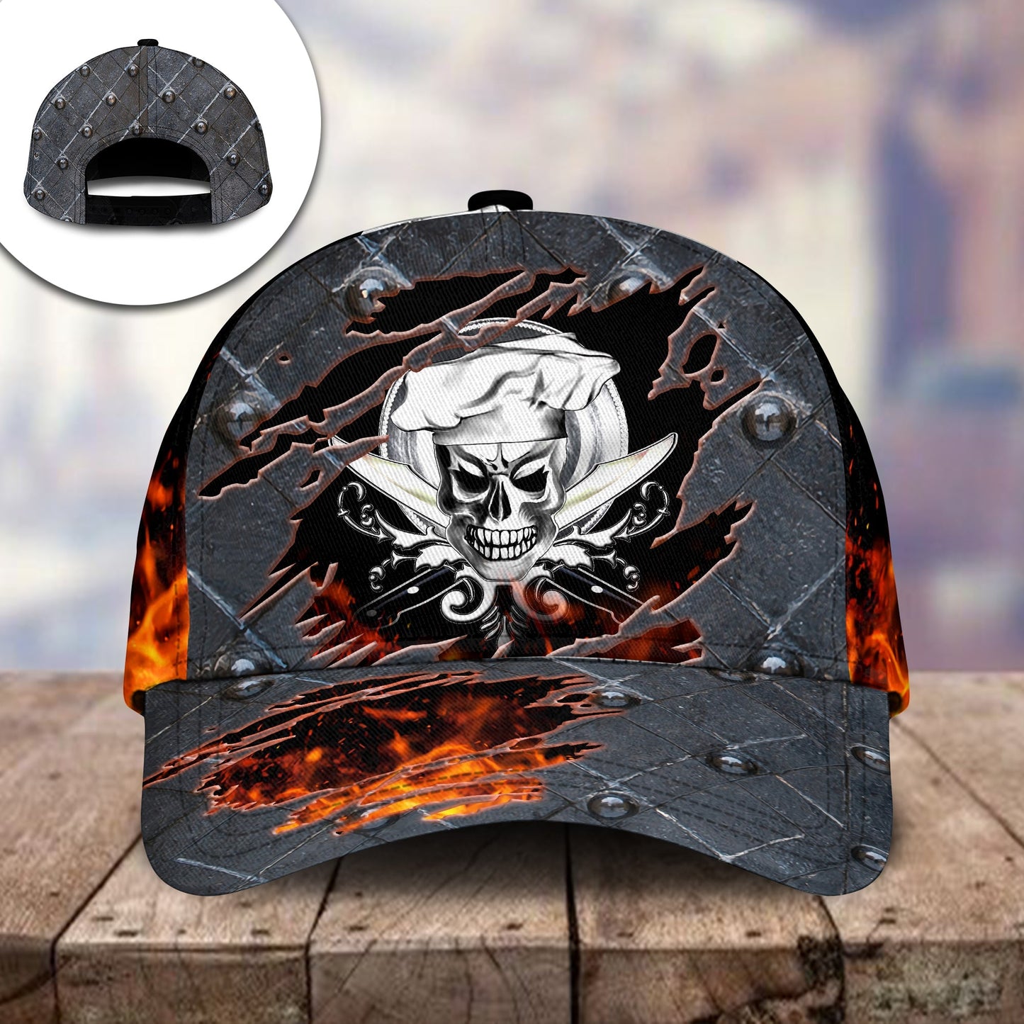 Chef Skull Fire Cooking Classic Cap For Comfortable Casual Wear Holidays And Outdoor Trips