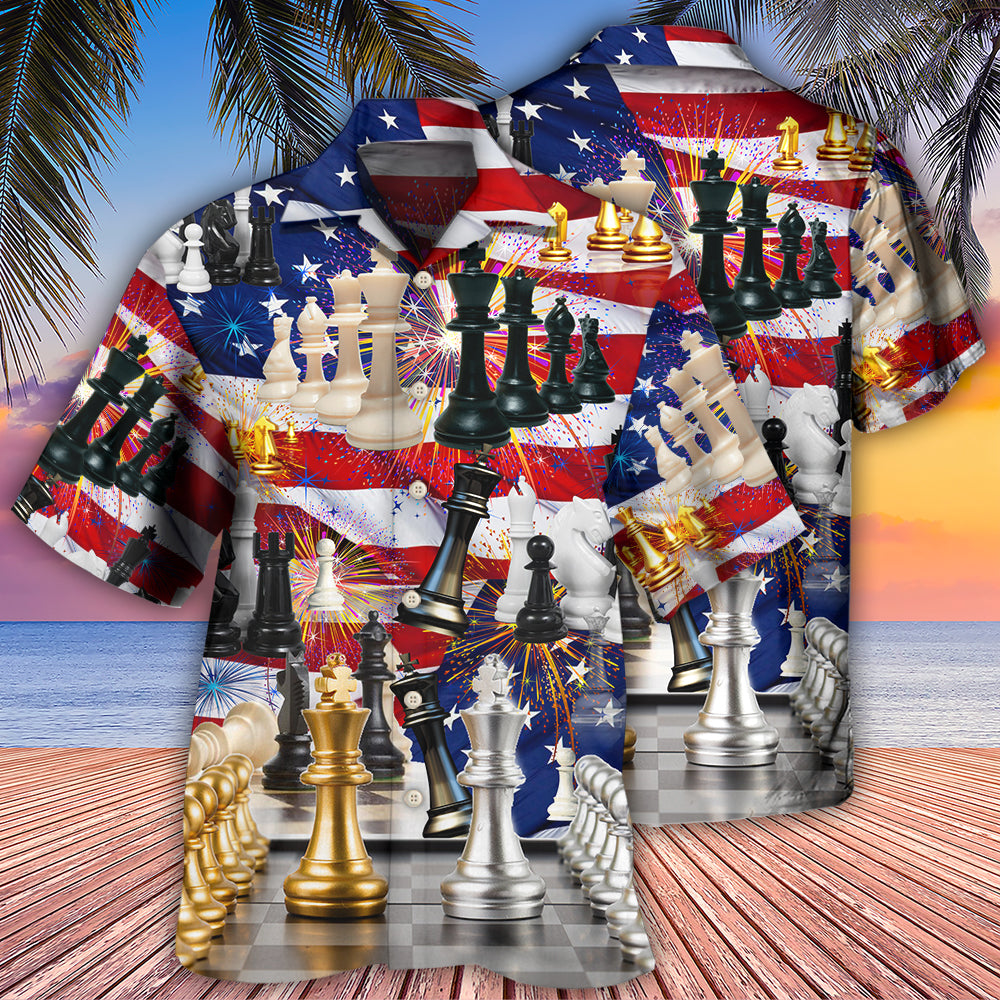 Chess Firework Independence Day Hawaiian Shirt For Beach Parties And Weekend Getaways