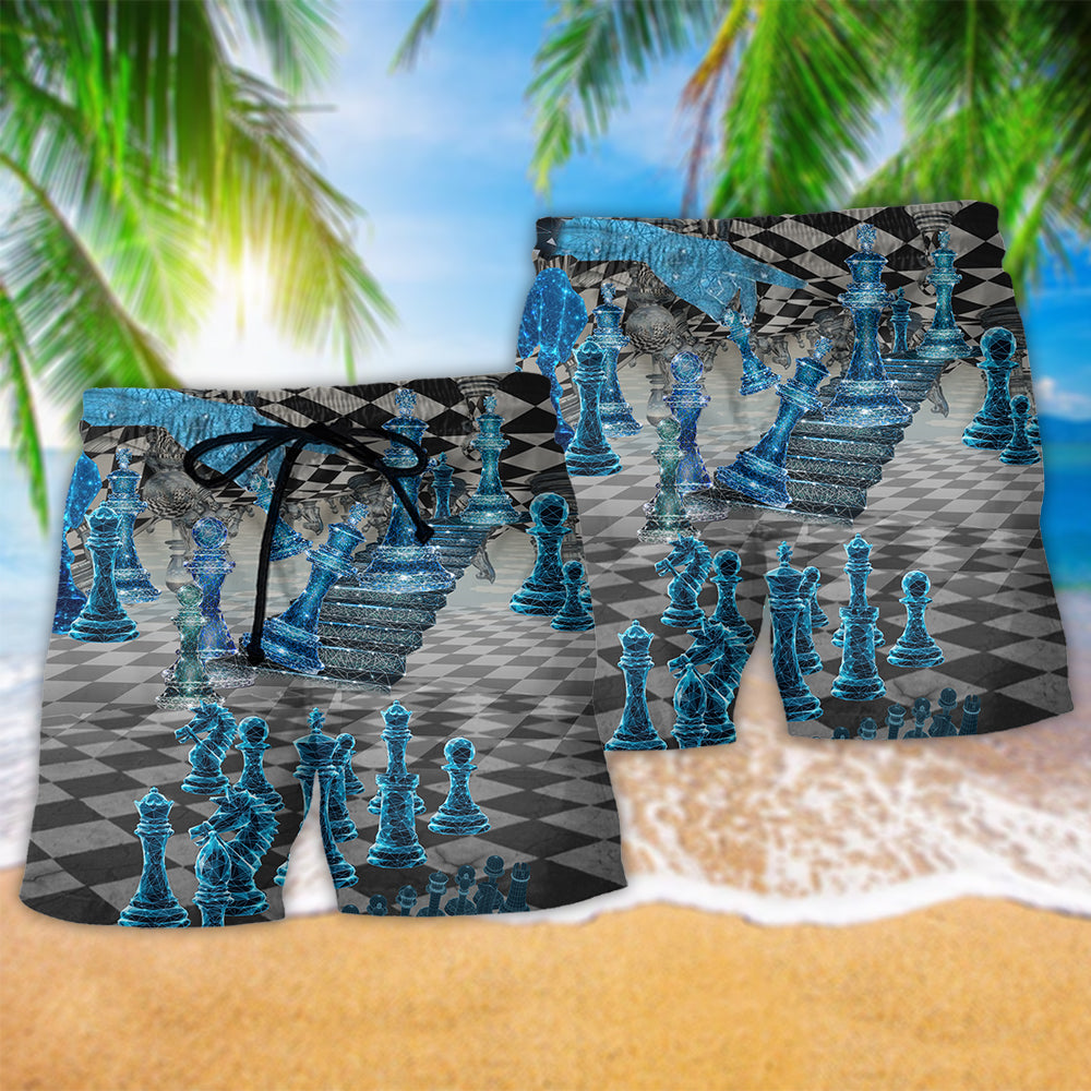 Chess Is Like A Game Hawaiian Print Beach Shorts For Game Day Getaways