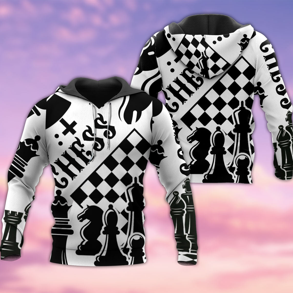 Black White Chess Hoodie For Weekend Trips Relaxed Outfits And Thoughtful Gifting