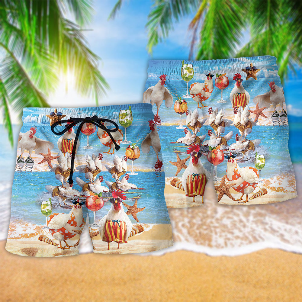 Chicken Farm Vibes Beach Shorts Design Detail For Camping Trips And Summer Style