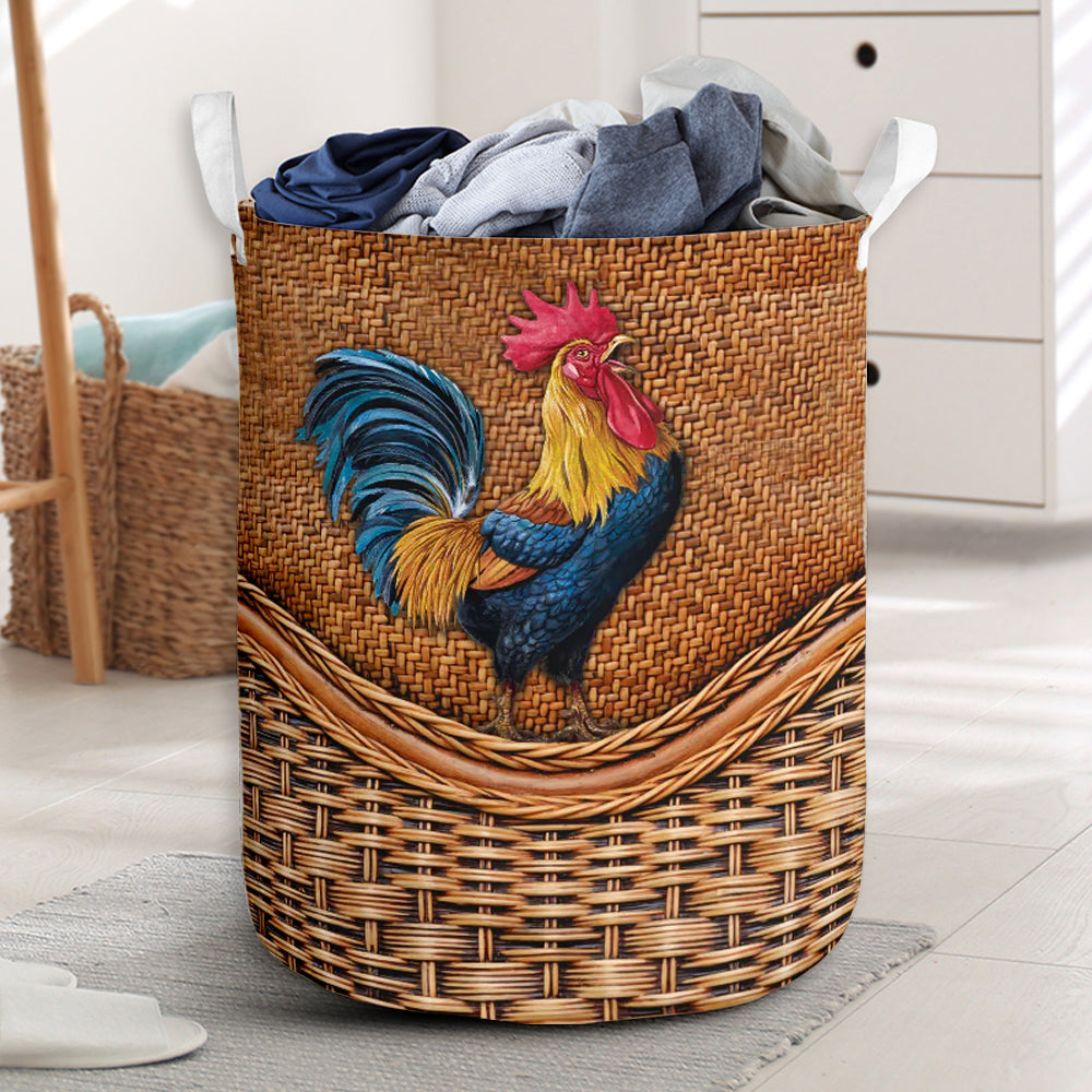 Chicken Rattan Texture Laundry Basket For Nursery Dorm And Home Storage