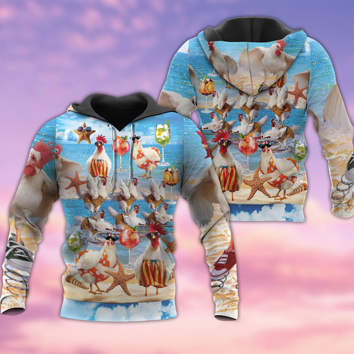 Chicken Beach Fun Hoodie For Rustic Adventures Seasonal Travel And Gift Giving