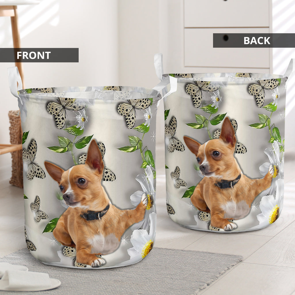 Chihuahua Cute Oil Painting Laundry Basket For Room Home Organizer