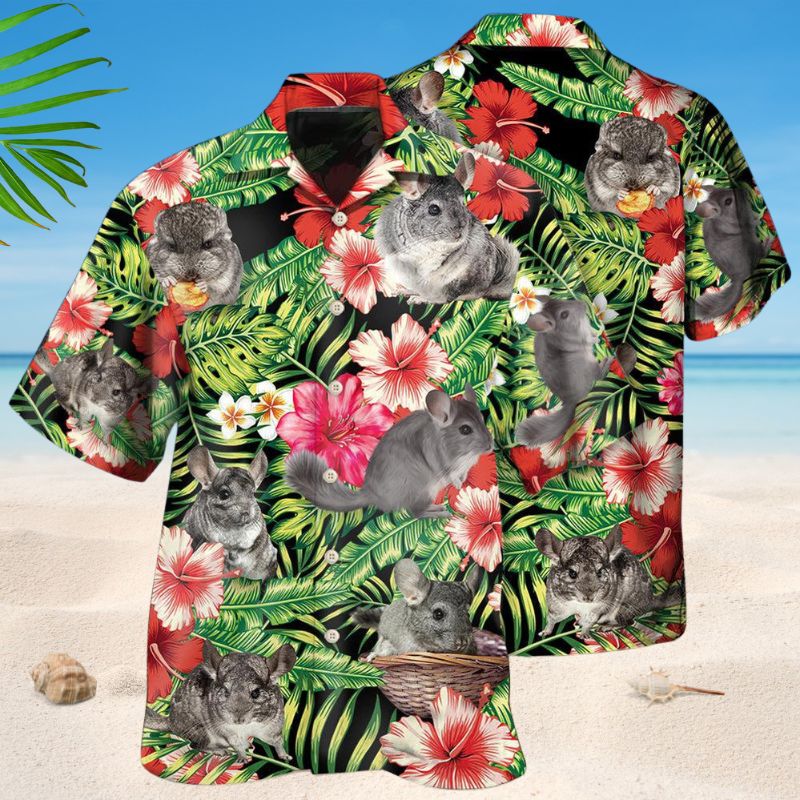 Floral Tropical Chinchilla Hawaiian Shirt For Tropical Holidays, Resort Trips, And Relaxed Coastal Style