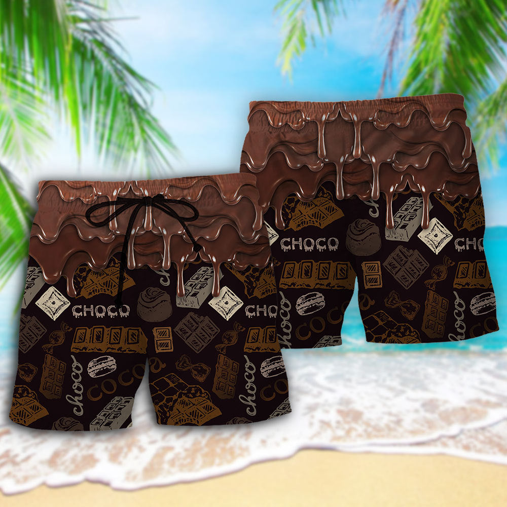 Chocolate Lover Sweet Dessert Beach Shorts Design View For Summer Events And Coastal Getaways