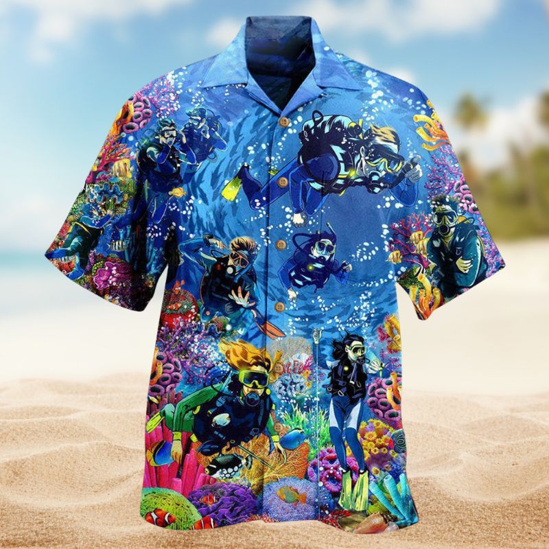 Ocean Choose Something Fun Diving Hawaiian Shirt For Summer Vacation Beach Travel And Relaxed Casual Wear