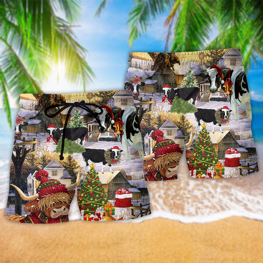 Christmas Cows Love Animals Love Classic Beach Shorts For Christmas Getaways